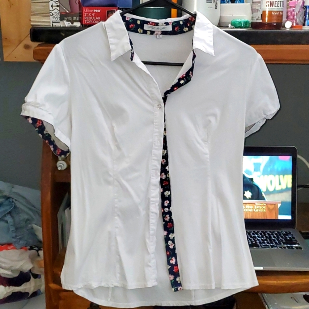Forget Me Not womens white button down shirt